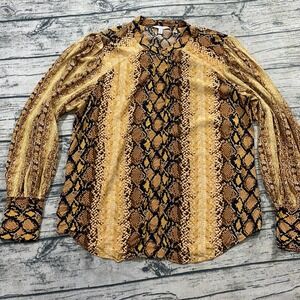 Joie Talin Womens‎ Snakeskin Animal Print Button-Down Blouse Size M